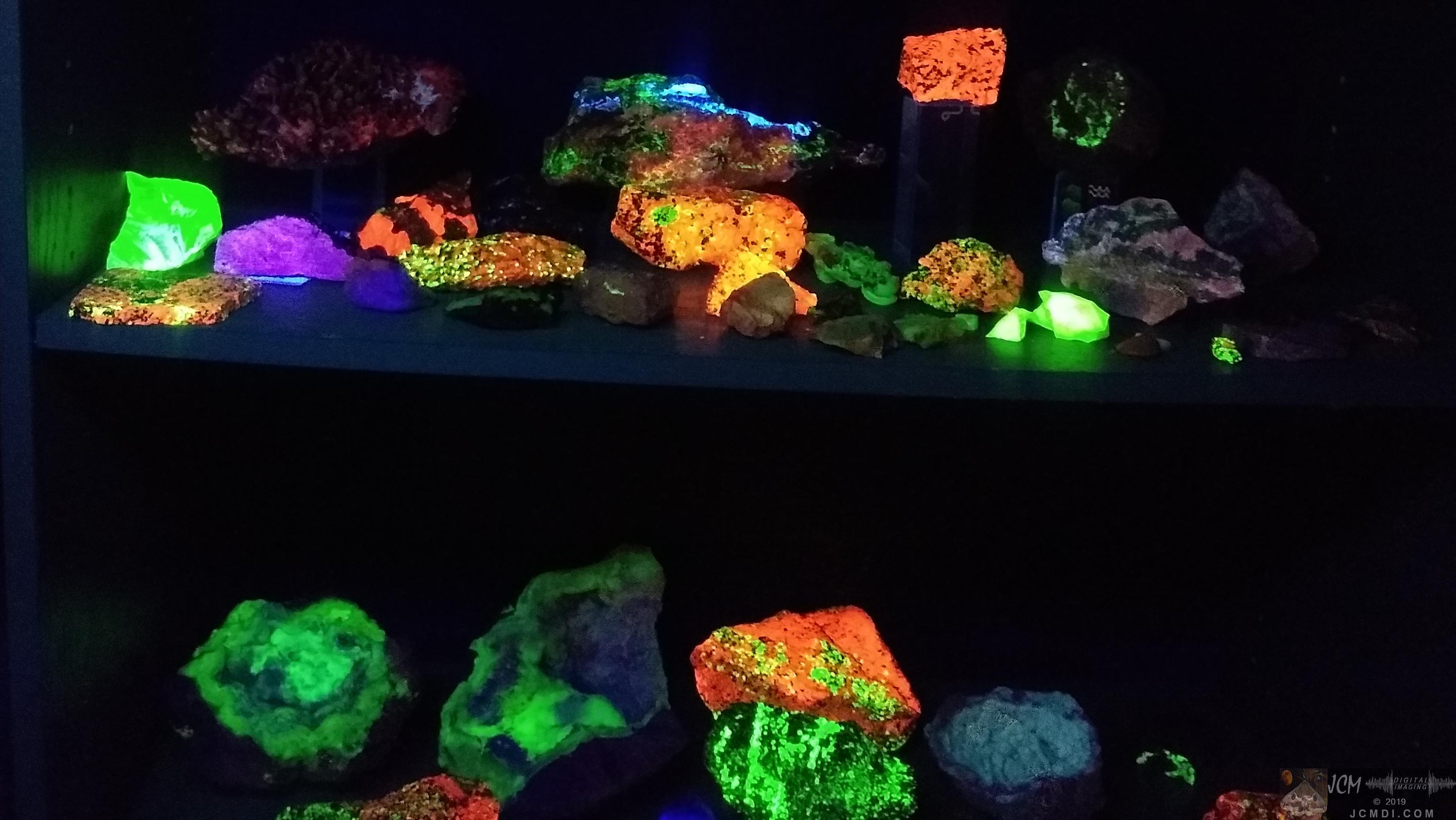 Earth Experience Dinosaur Museum - Fluorescent minerals under UV light